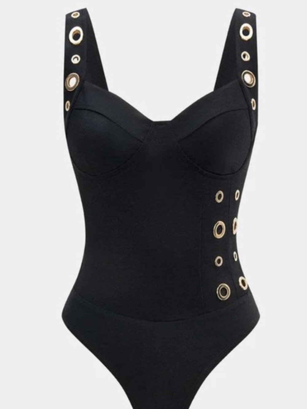 Metallic Eyelet Tank Sleeveless Bodysuit
